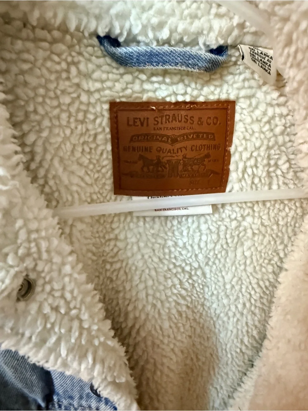 Levi's Light Blue Denim Sherpa Jacket with Cream Lining